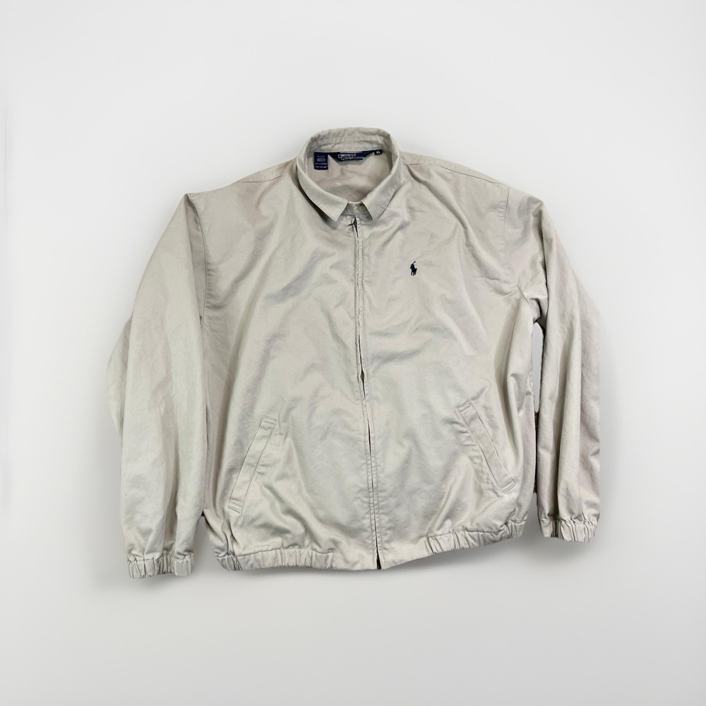 Vintage Polo Ralph Lauren Harrington Jacket Mens Size XL Beige Zip Plaid Lined